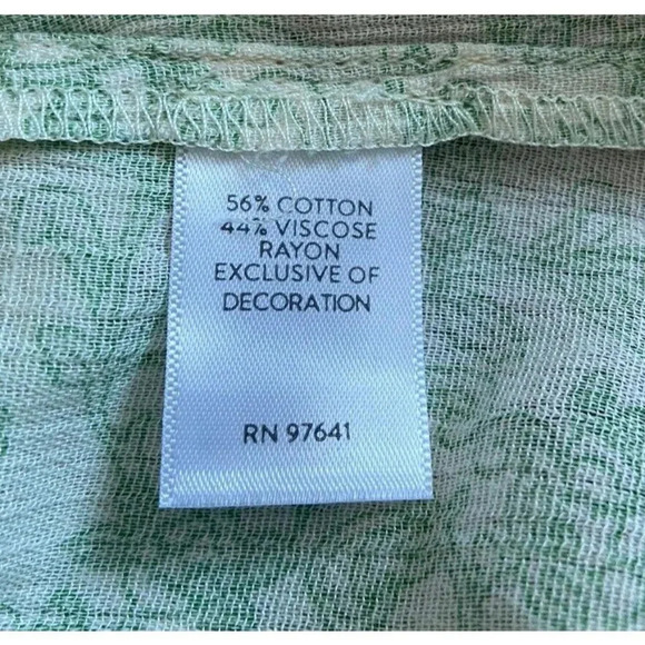 J.Jill Shirt Blouse Green Cream Blue Tassel Size Large Petite LP - Picture 4 of 5